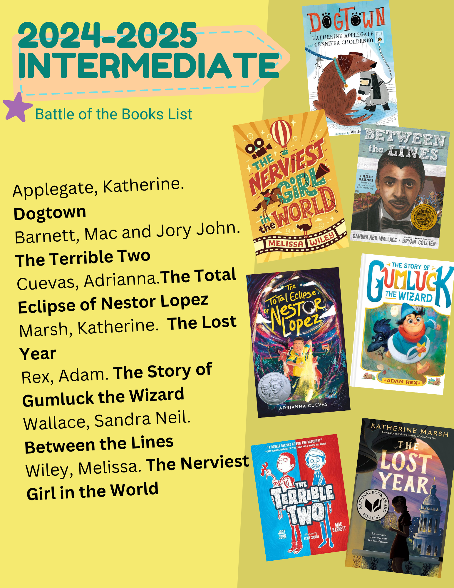 Flyer of Intermediate Battle of the Books list